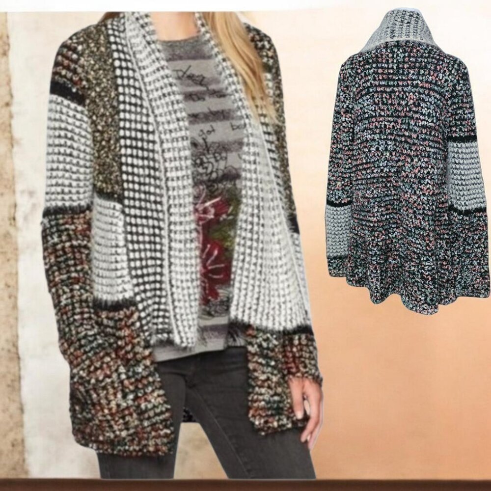 DOR DOR COUTURE (LG) Open Front Shawl Multicolor Cardigan
